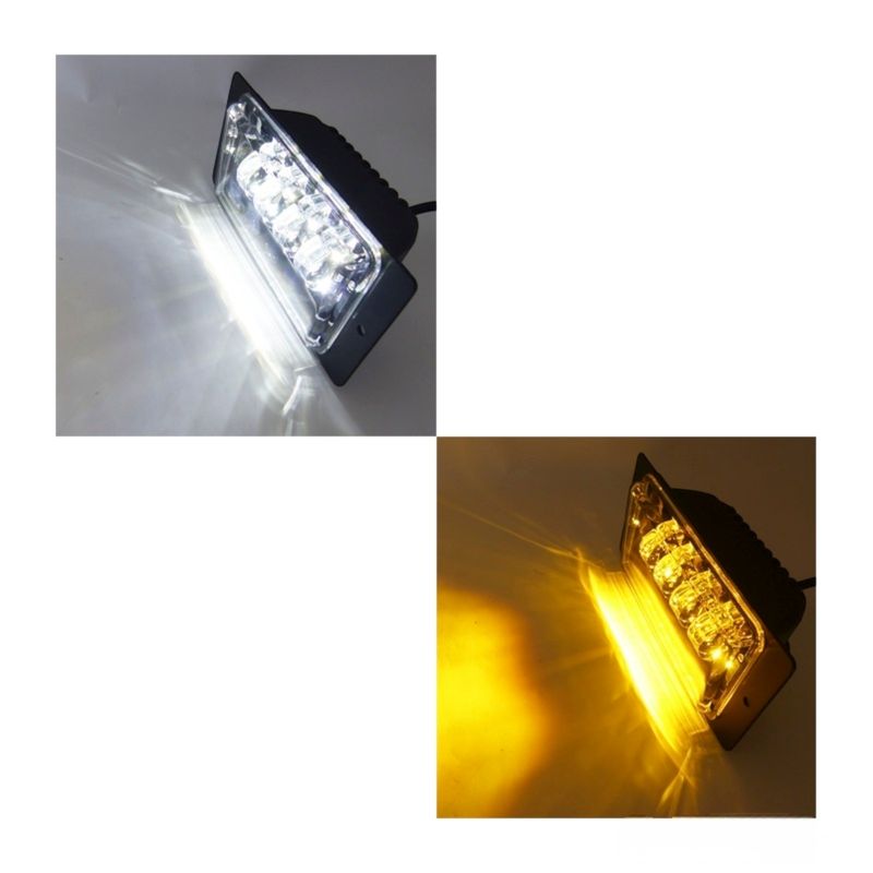 GENERICO - 2x Neblinero De 4 LED Rectangular 40 Watt Y Duo Ambar Blanco