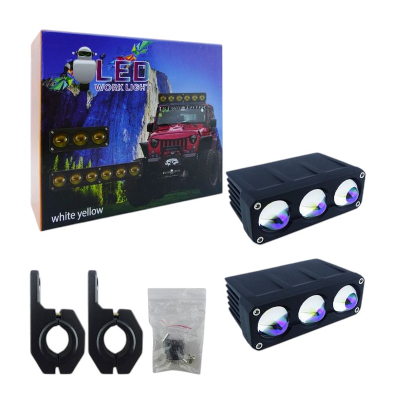 GENERICO - 2x Neblinero  3 LED Profesional Duo 12-80 Volt 2000 Lumenes