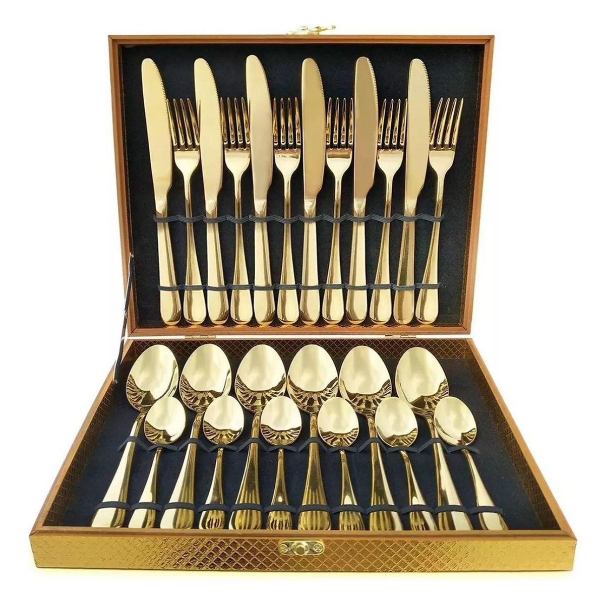 IMPORTCLICK - Set Maleta Juego Cubiertos 24 Piezas Dorado - Dorado
