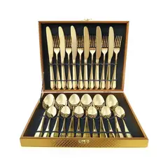 IMPORTCLICK - Set Maleta Juego Cubiertos 24 Piezas Dorado - Dorado