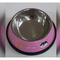 GENERICO - Plato Mascota Perro Gato Comedero Metal 15 Cm Rosa