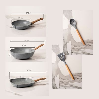 Imagen 2 del producto Bateria De Cocina 5 Piezas Antiadherente Ceramica Marmolada