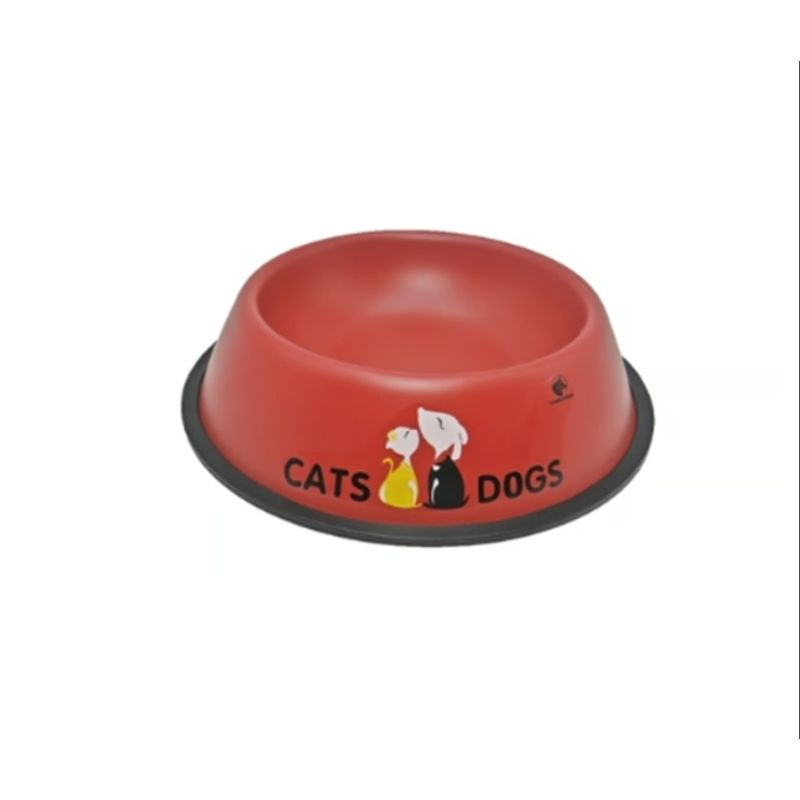GENERICO - Plato Mascota Perro Gato Comedero Metal 17 Cm Rojo
