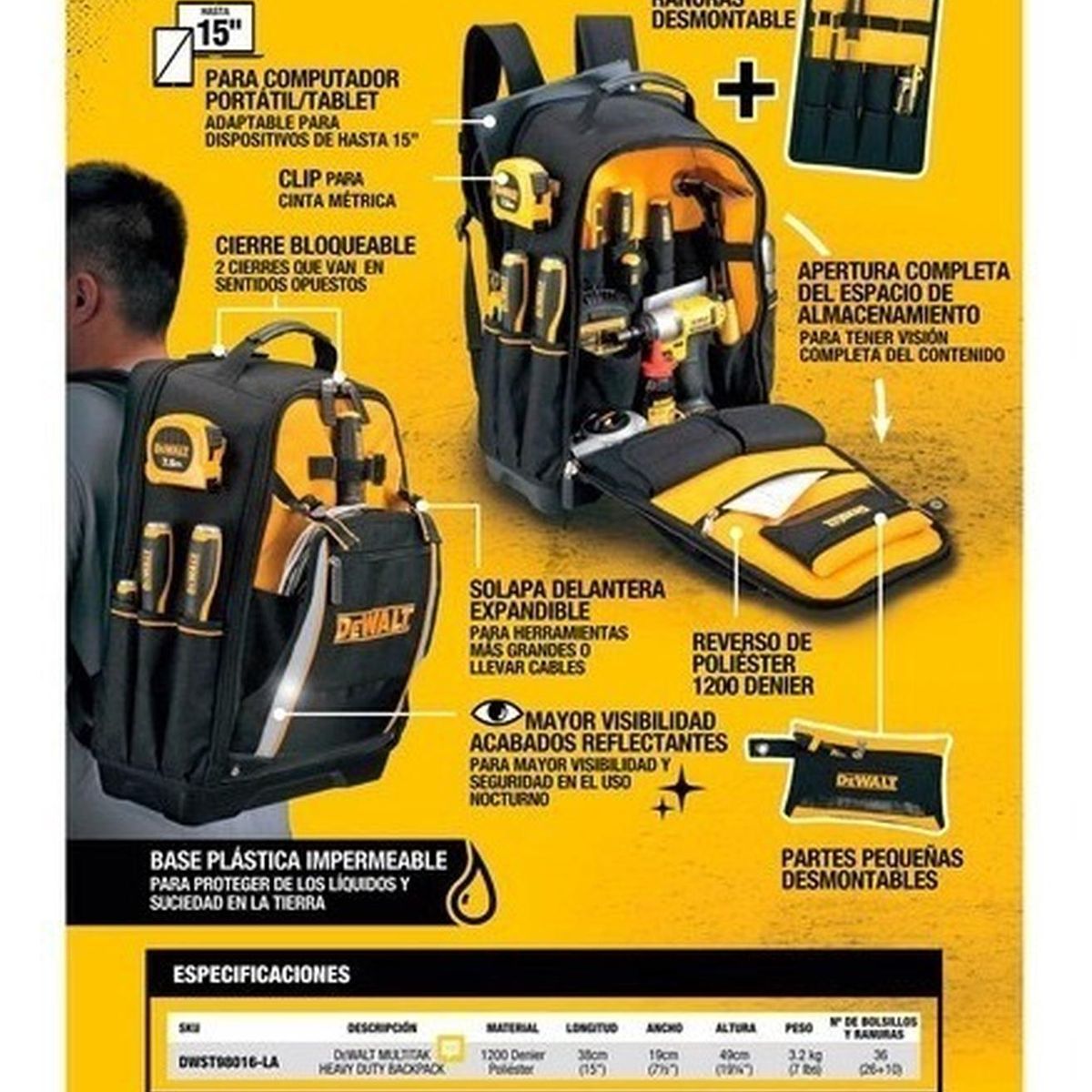 DEWALT - Mochila Industrial 43 Litros Multiuso Dewalt Dwst98016-la