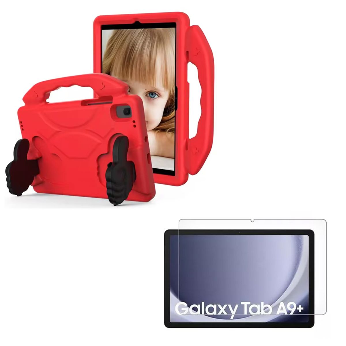 JOICO - Carcasa Niño Antigolpe Para Tablet Samsung A9 Plus + Mica Rojo