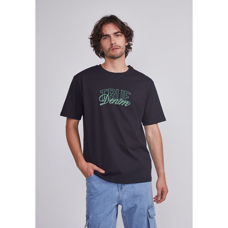 SIOUX - Polera Hombre Negro True Denim Sioux
