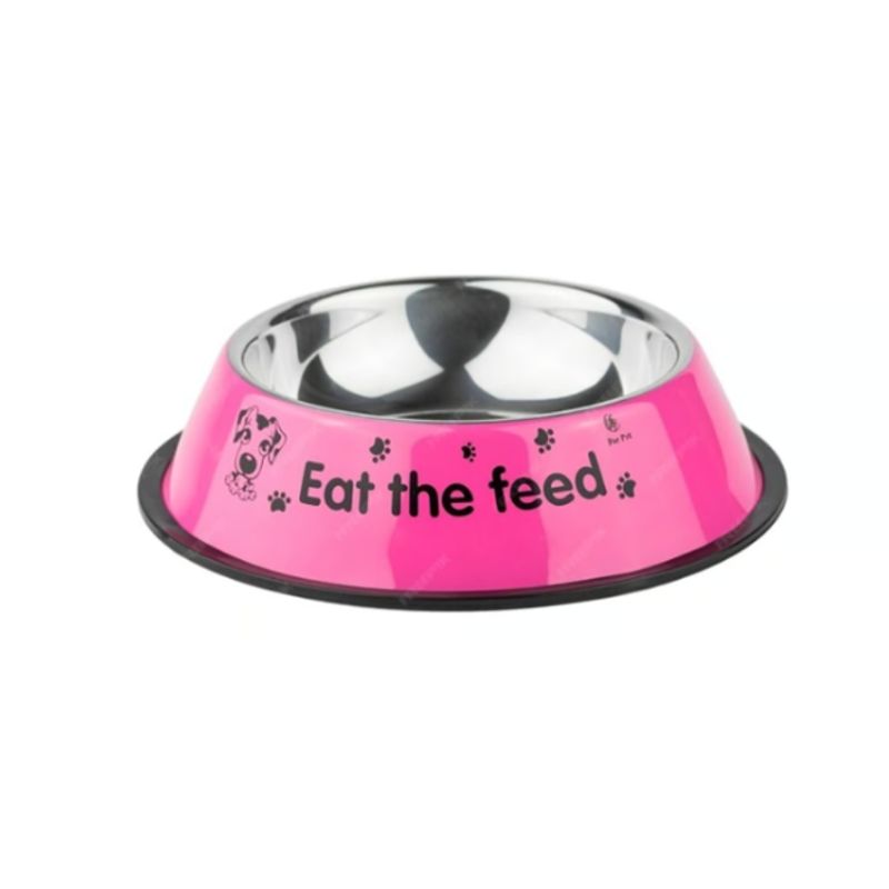 GENERICO - Plato Mascota Perro Gato Comedero Metal 16 Cm Rosa