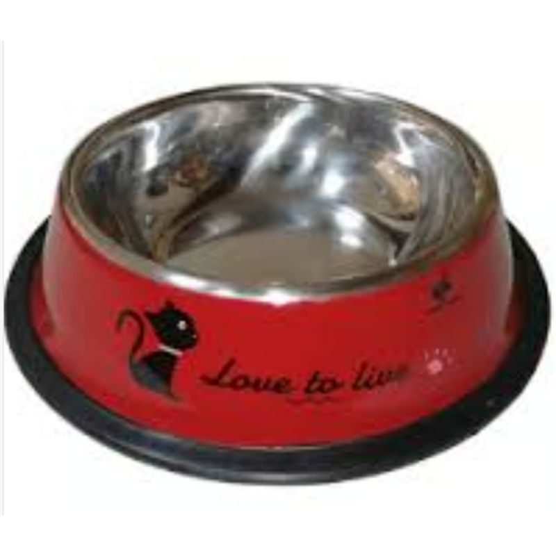 GENERICO - Plato Mascota Perro Gato Comedero Metal 16 Cm Rojo