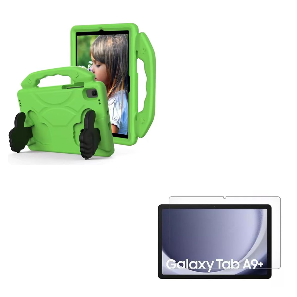 JOICO - Carcasa Niño Antigolpe Para Tablet Samsung A9 Plus + Mica Verde