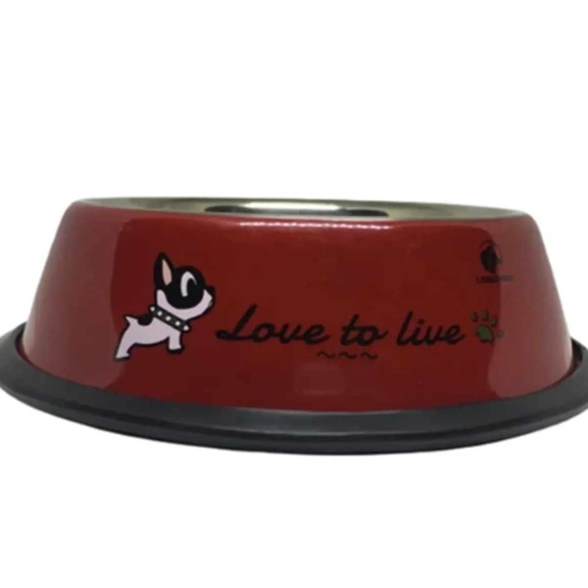 GENERICO - Plato Tazón Comida Agua Acero Inox Mascota Perro Rojo