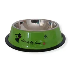 GENERICO - Plato Tazón Comida Agua Acero Inox Mascota Perro Verde