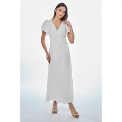 IO - Vestido Liso Largo Crudo
