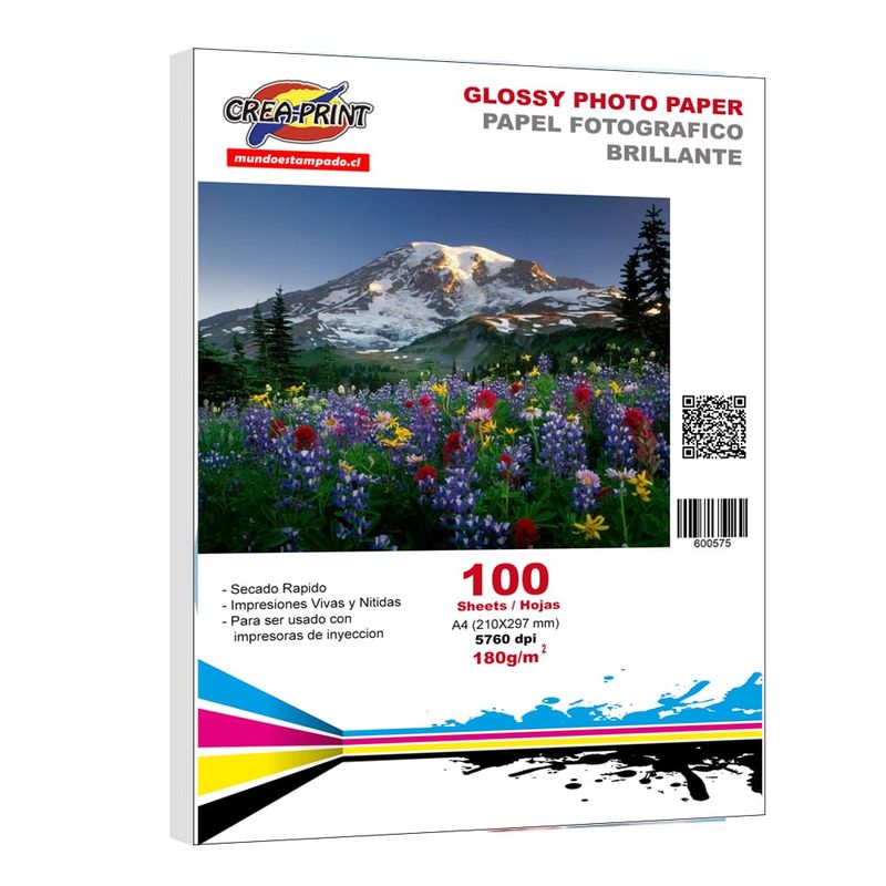 CREA PRINT - Papel Fotografico 400 Hojas A4 Premium Brillante 180 Grs