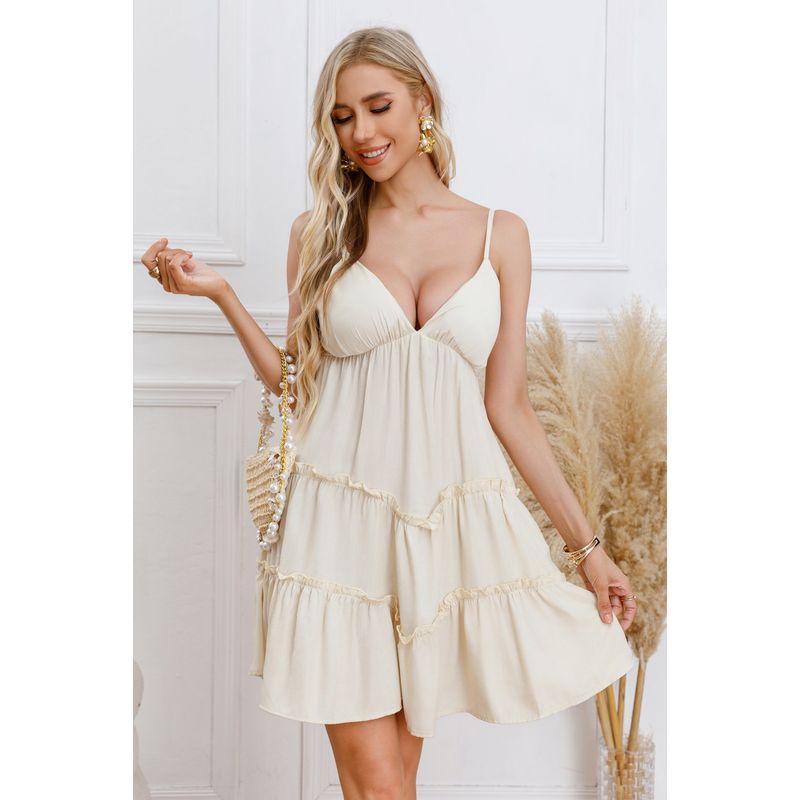 MPROPIA - Vestido Corto Sexy Verano Mujer Escote V Fiesta Casual Pabilos 330