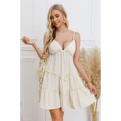 LIKE SHOP - Vestido Corto Sexy Verano Mujer Escote V Fiesta Casual Pabilos 330