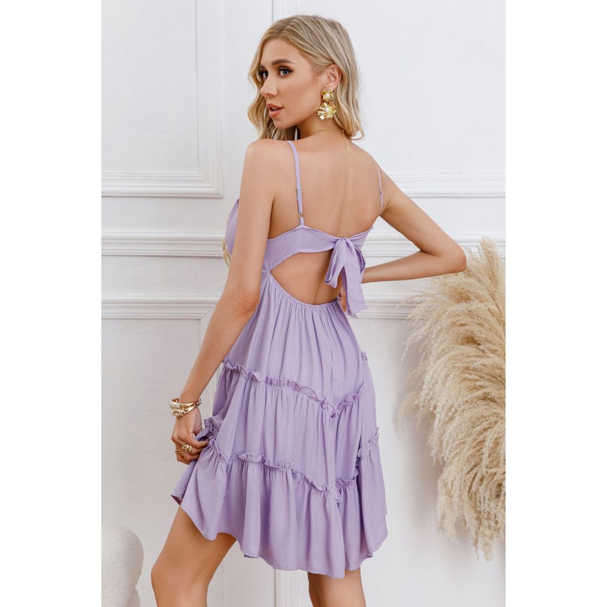 LIKE SHOP - Vestido Corto Sexy Verano Mujer Escote V Fiesta Casual Pabilos 330