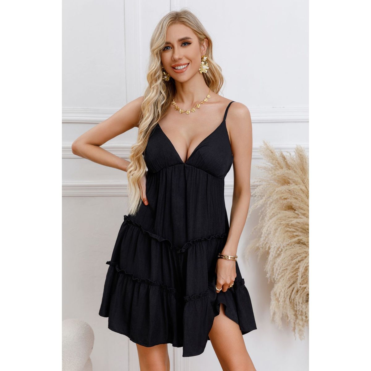 LIKE SHOP - Vestido Corto Sexy Verano Mujer Escote V Fiesta Casual Pabilos 330