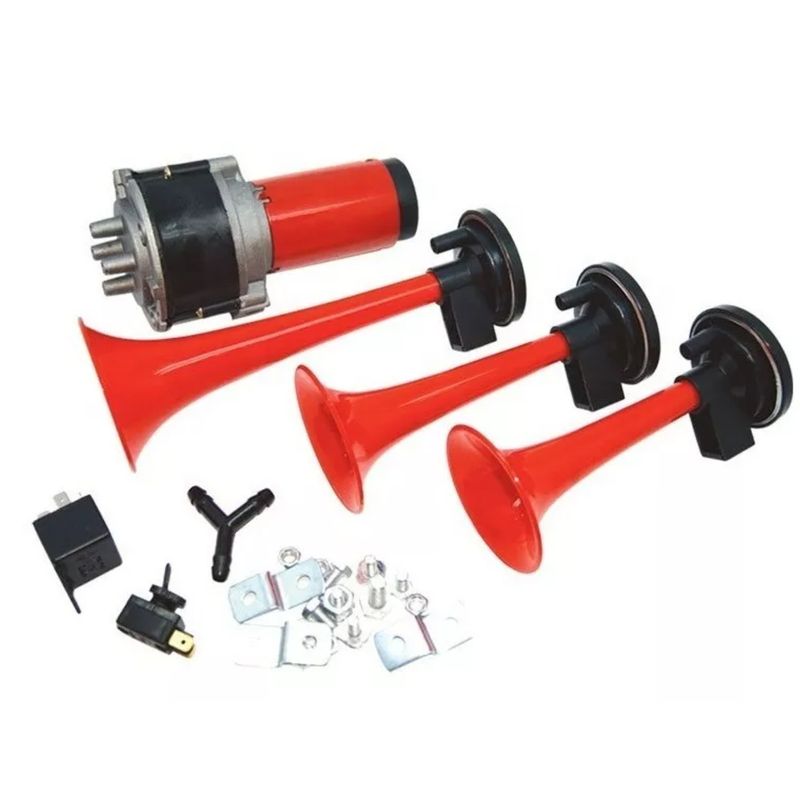 GENERICO - Kit 3 Bocina 12v Eléctrica Trompeta Aire Comprimido Auto