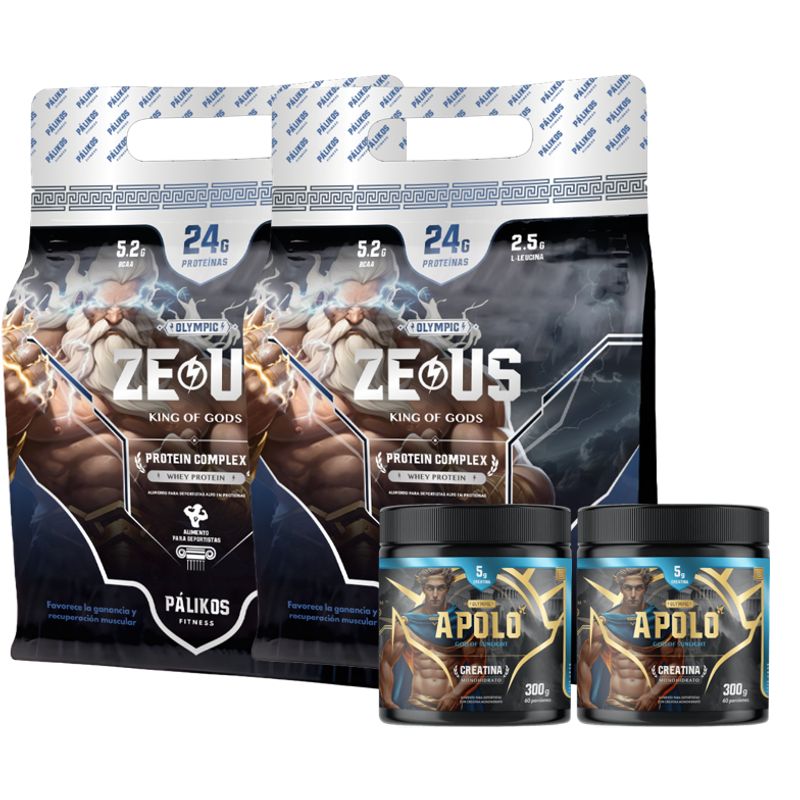 PALIKOS FITNESS - 2 x Proteina Complex Doypack 2kg Chocolate + 2 x Creatina Apolo 300g