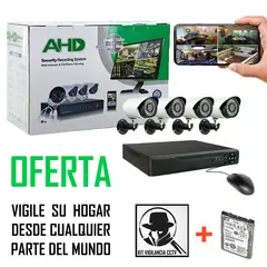 JORDAN - Kit de 4 Cámaras de Vigilancia + Disco Duro de 500GB