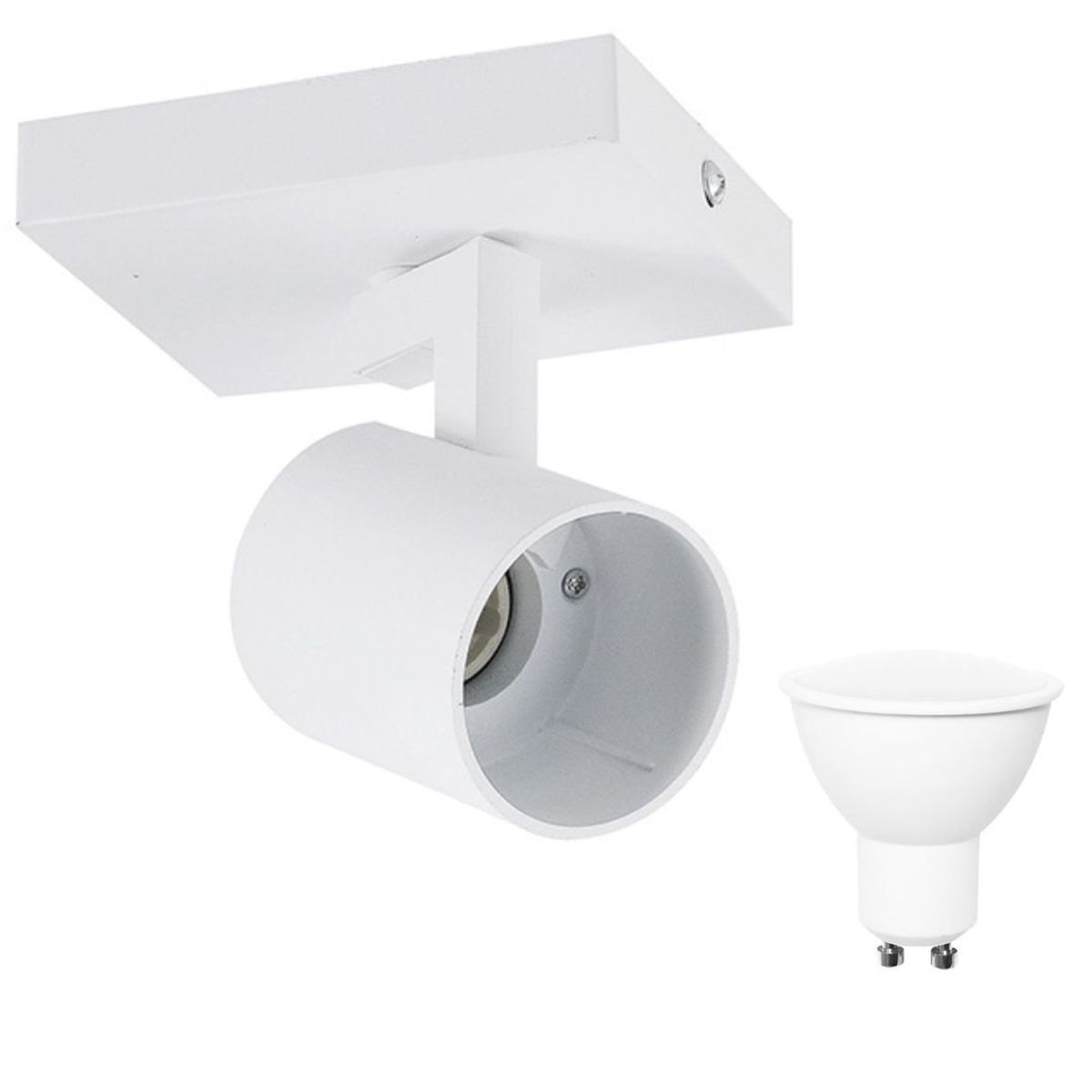WANT - Foco Aplique Porta Gu10 Blanco + Ampolleta 7w Cert Sec Luz fria