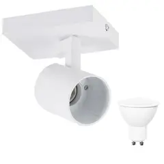 WANT - Foco Aplique Porta Gu10 Blanco + Ampolleta 7w Cert Sec Luz fria