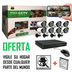JORDAN - Kit de 8 Cámaras de Vigilancia + Disco de 500 GB