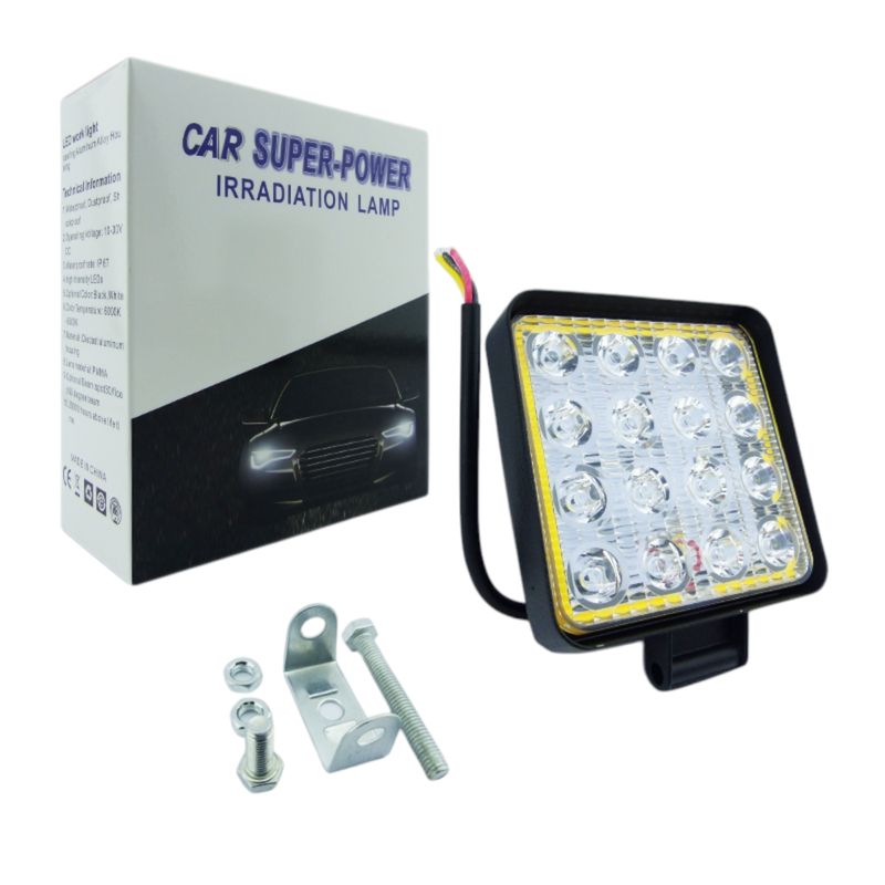 GENERICO - 2x Neblinero Para Auto 16 LED Cuadrado