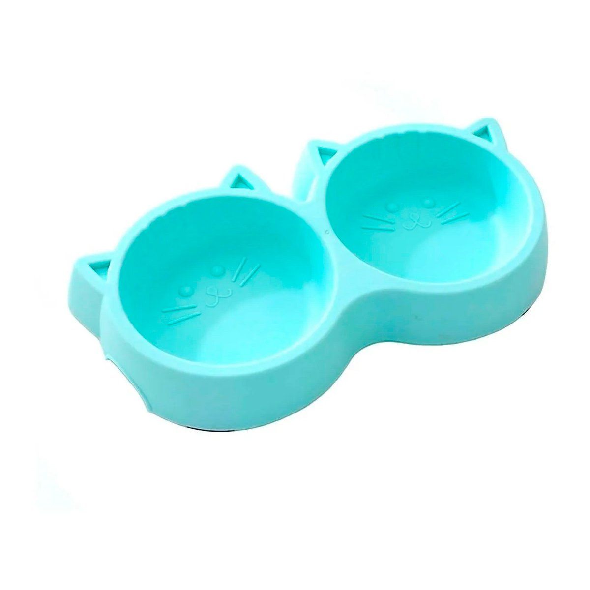 GENERICO - Plato De Comida Doble Para Mascotas Con Forma De Gato Azul