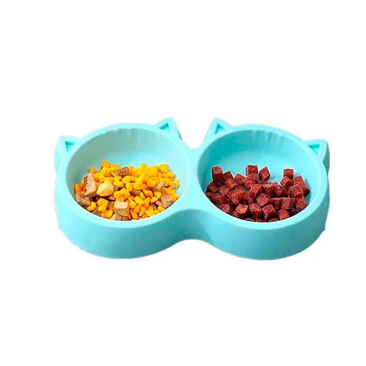 GENERICO - Plato De Comida Doble Para Mascotas Con Forma De Gato Azul