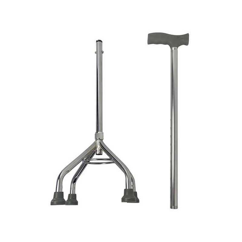 GENERICO - Baston Cuadruple Adulto Mayor 4 Apoyos Altura Regulable QC-G04