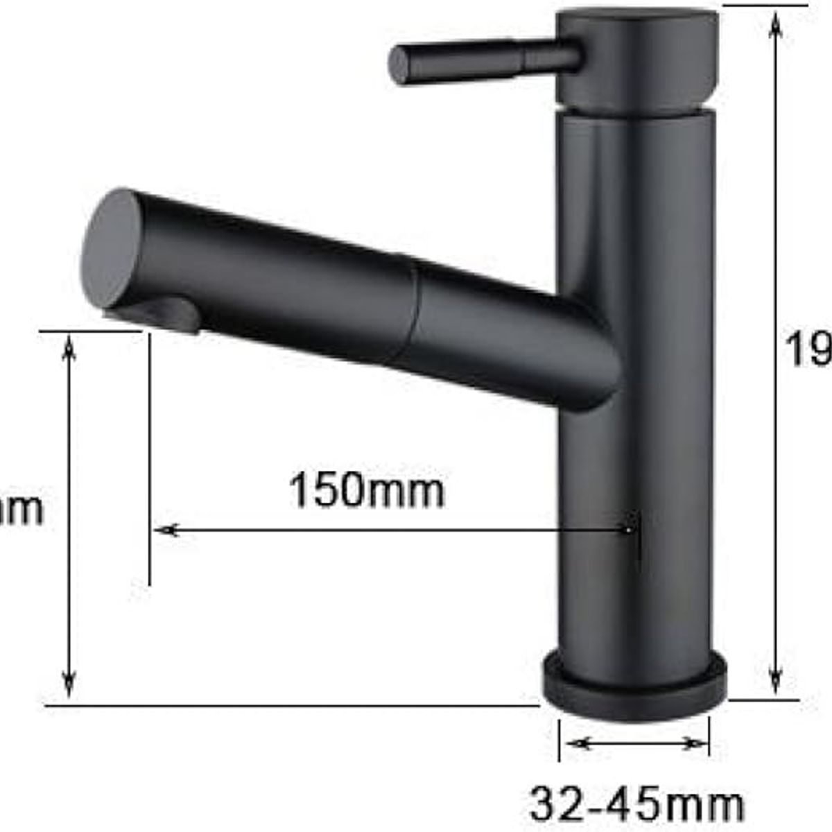 GENERICO - Llave Griferia Lavamanos Cuello Extensible Negro Tap24