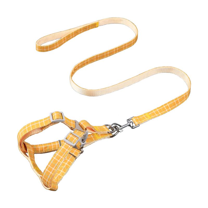 GENERICO - Arnes Pechera + Correa Tela Mascotas Perros Gatos Amarillo