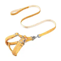 GENERICO - Arnes Pechera + Correa Tela Mascotas Perros Gatos Amarillo