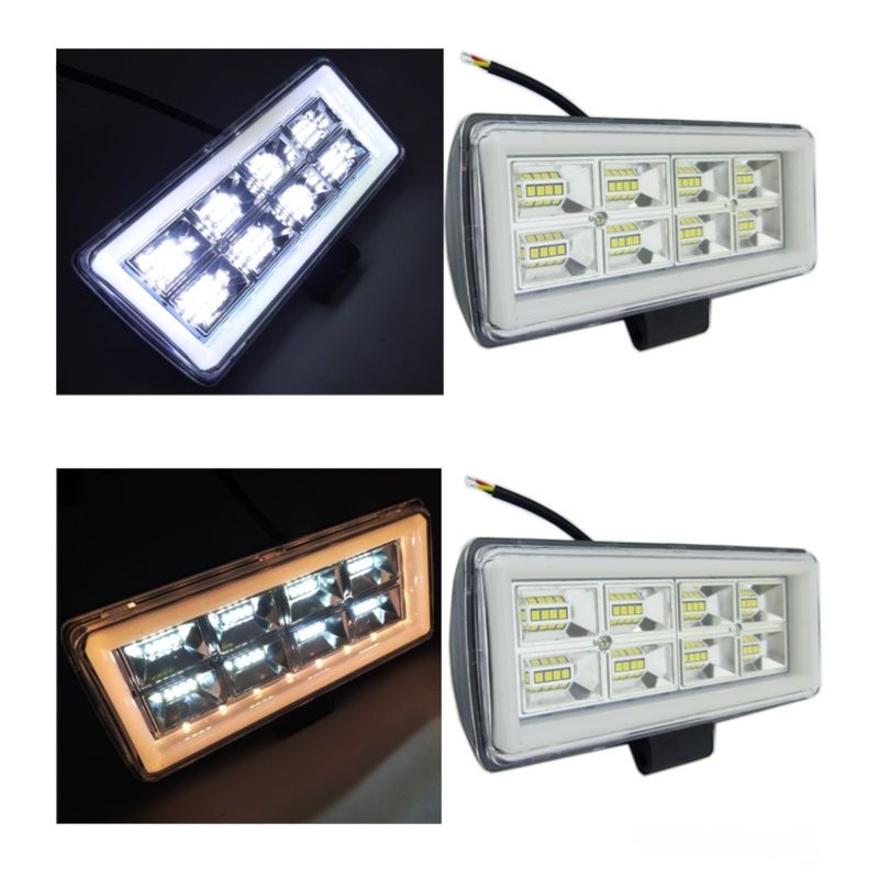 DEZZER - 2x Neblinero Dezzer 32 LED + Aro Duo Color Estrobo Fijo 12 V
