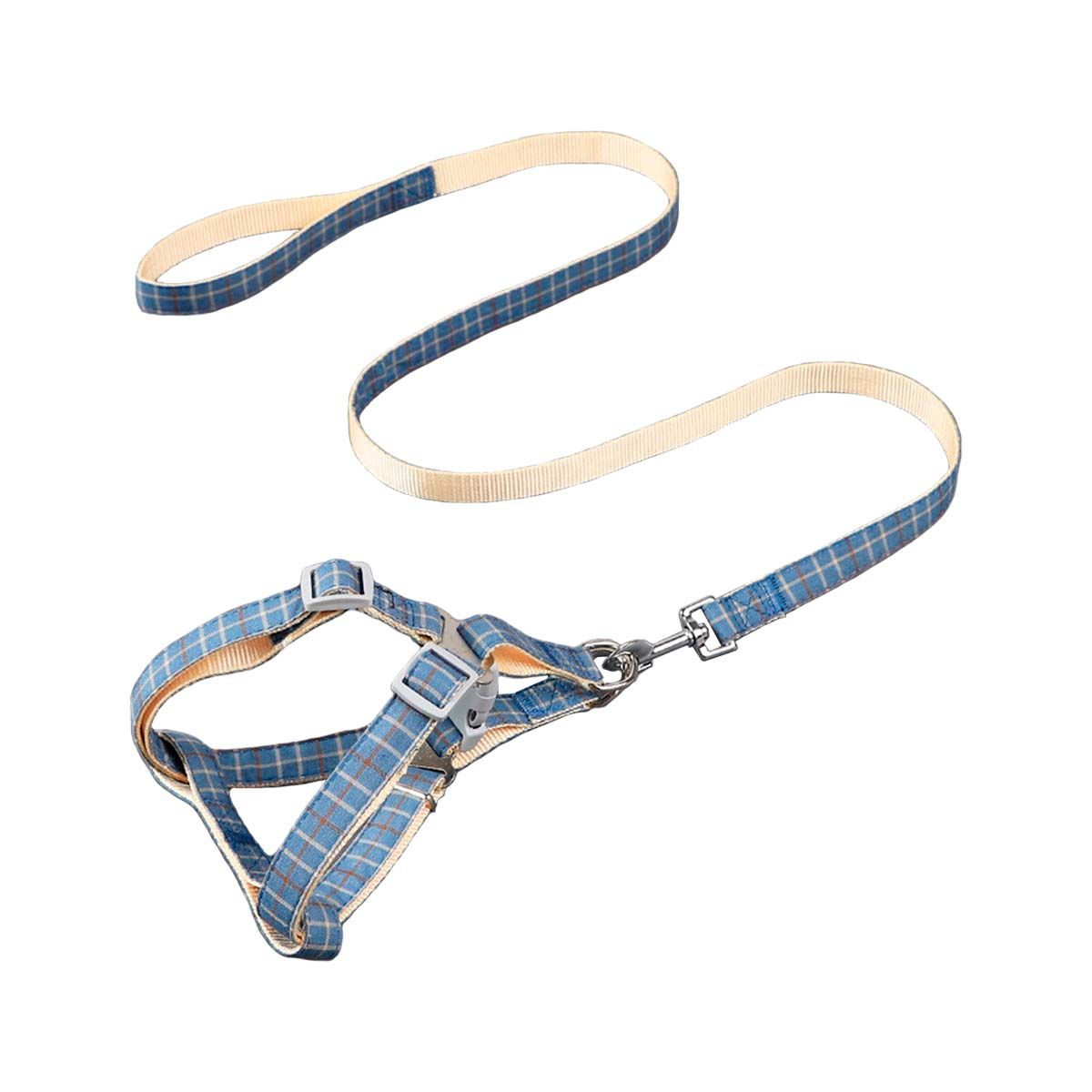 GENERICO - Arnes Pechera + Correa Tela Mascotas Perros Gatos Azul