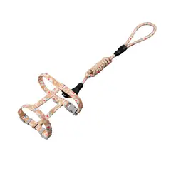 GENERICO - Arnes Ajustable+Correa Mascotas Perros-Gatos Con Flores Cafe