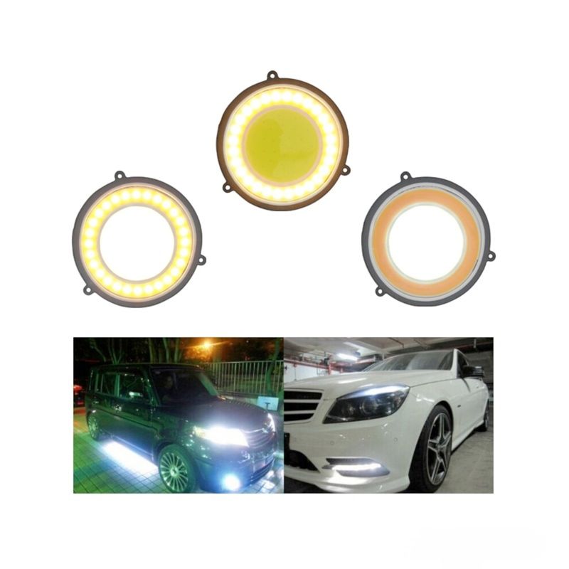 GENERICO - x2 Neblineros LED COB Redondos Luz BlancaAmarilla Waterpro