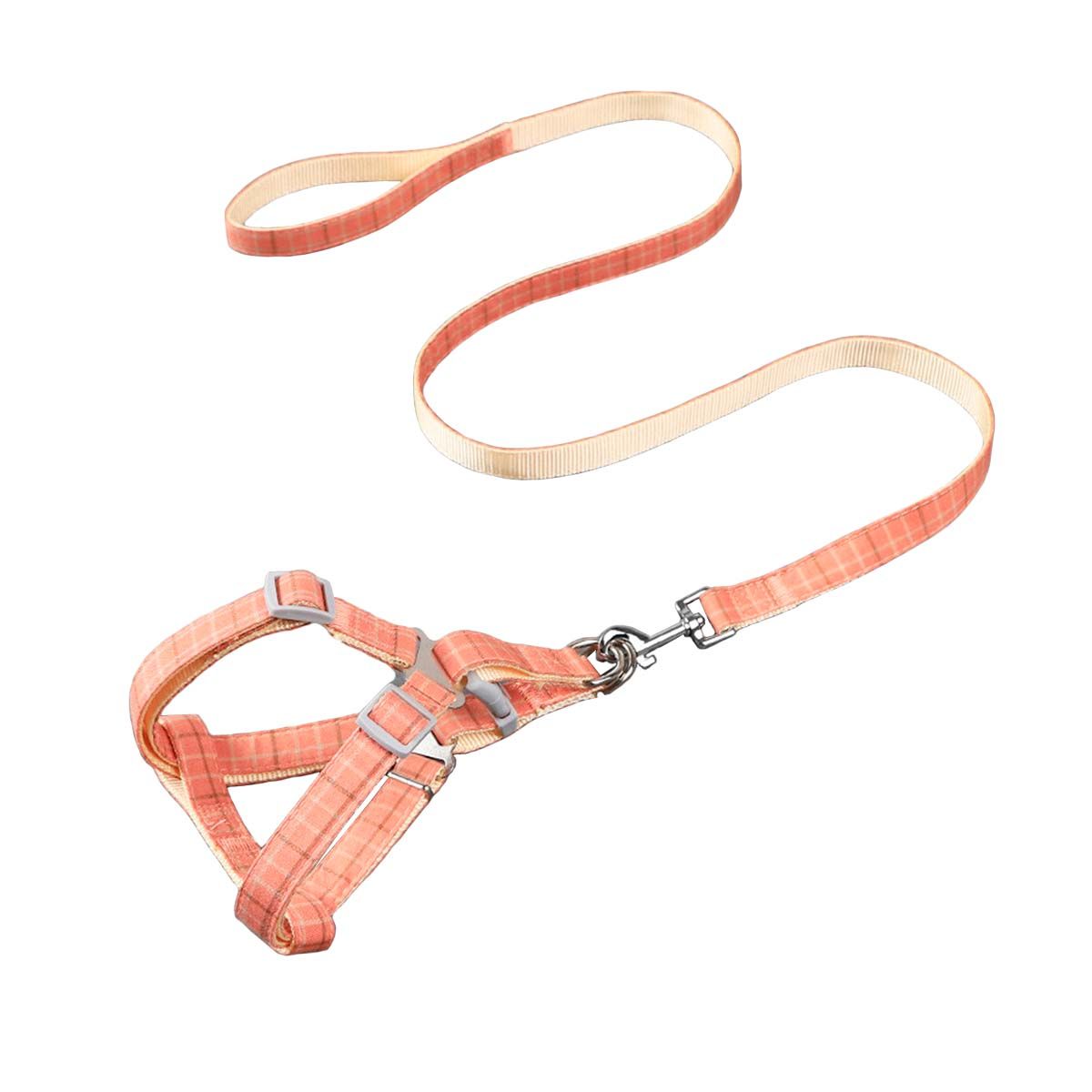 GENERICO - Arnes Pechera + Correa Tela Mascotas Perros Gatos Rosado