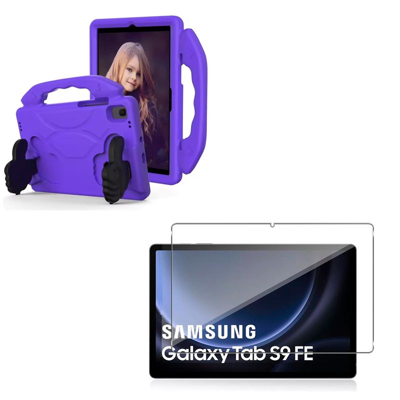JOIGO - Carcasa Niño Antigolpe Para Tablet Samsung S9 fe 10.9 + Mica Morado