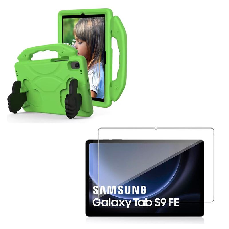 JOIGO - Carcasa Niño Antigolpe Para Tablet Samsung S9 fe 10.9 + Mica Verde