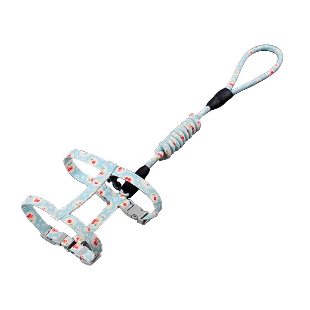 GENERICO - Arnes Ajustable Correa Mascotas Perros Gatos Flores Celeste