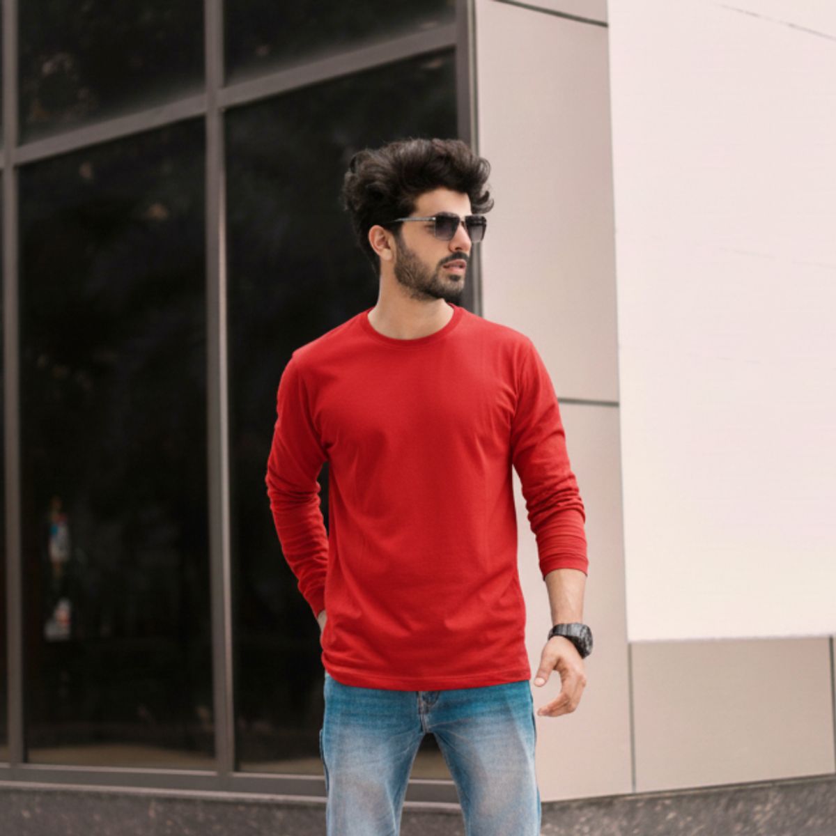 T WORLD - Polera Algodón Manga Larga Cuello Redondo UV Antipilling