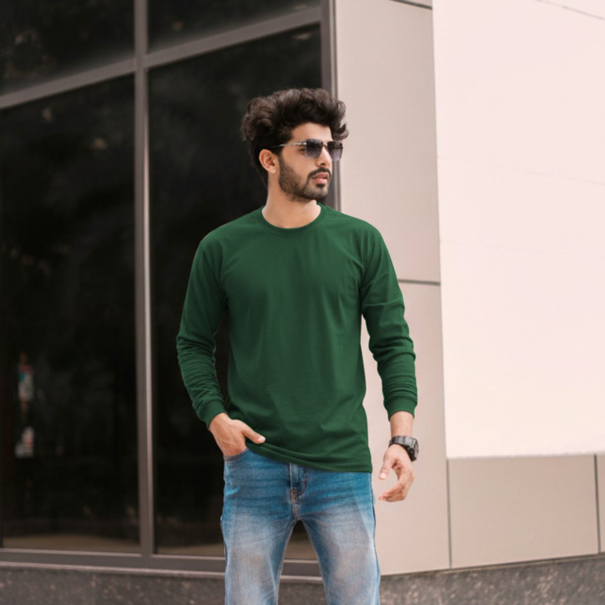 T WORLD - Polera Algodón Manga Larga Cuello Redondo UV Antipilling