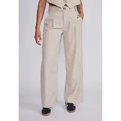 SIOUX - Pantalón Mujer Beige Liviano Pinzas
