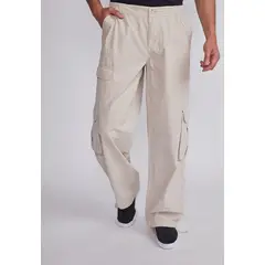 SIOUX - Pantalón Hombre Beige Multicargo Delgado