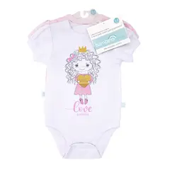 BAMBINO - Set 2 Bodys Manga Corta Rosado Princesa Niña 3 - 6 Meses