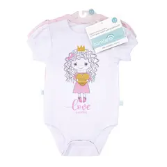 BAMBINO - Set 2 Bodys Manga Corta Rosado Princesa Niña 12 - 18 Meses