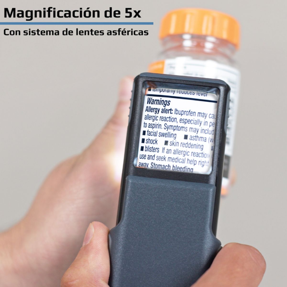 CARSON - Lupa Portátil Carson MiniBrite PO-55 LED 5x Funda Protectora - Gris