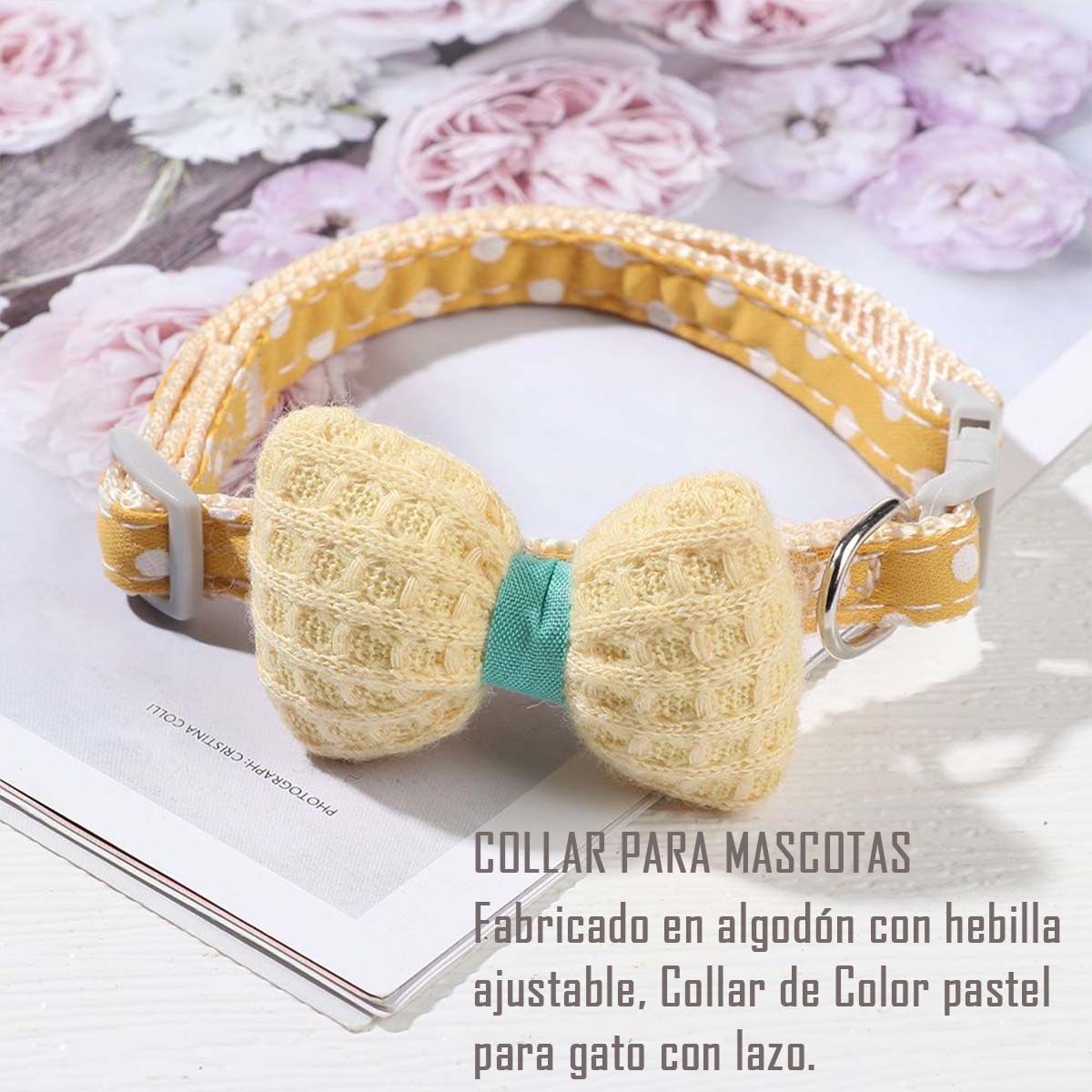 GENERICO - Collar De Algodon Lazo Mascotas Pequeñas Gato Perro Amarillo